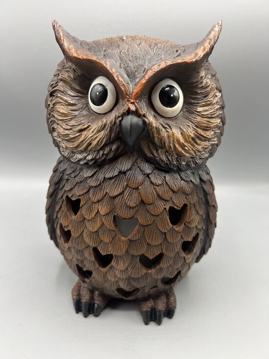 unbranded Other - Colour Changing Owl 8" Tall Table Decor Inside or Outdoor Halloween Bird Scare